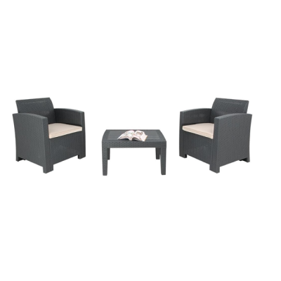 Congo Armchair and Table Wicker Set - Grey