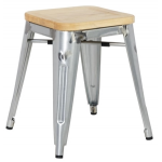 Bold Stacking Low Stool with Wood Seat Pad