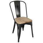 Bold Steel Stacking Chair with Wood Seat