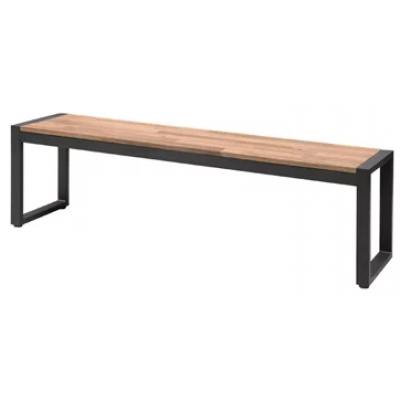 Jackie Industrial Steel and Acacia Outdoor Bench